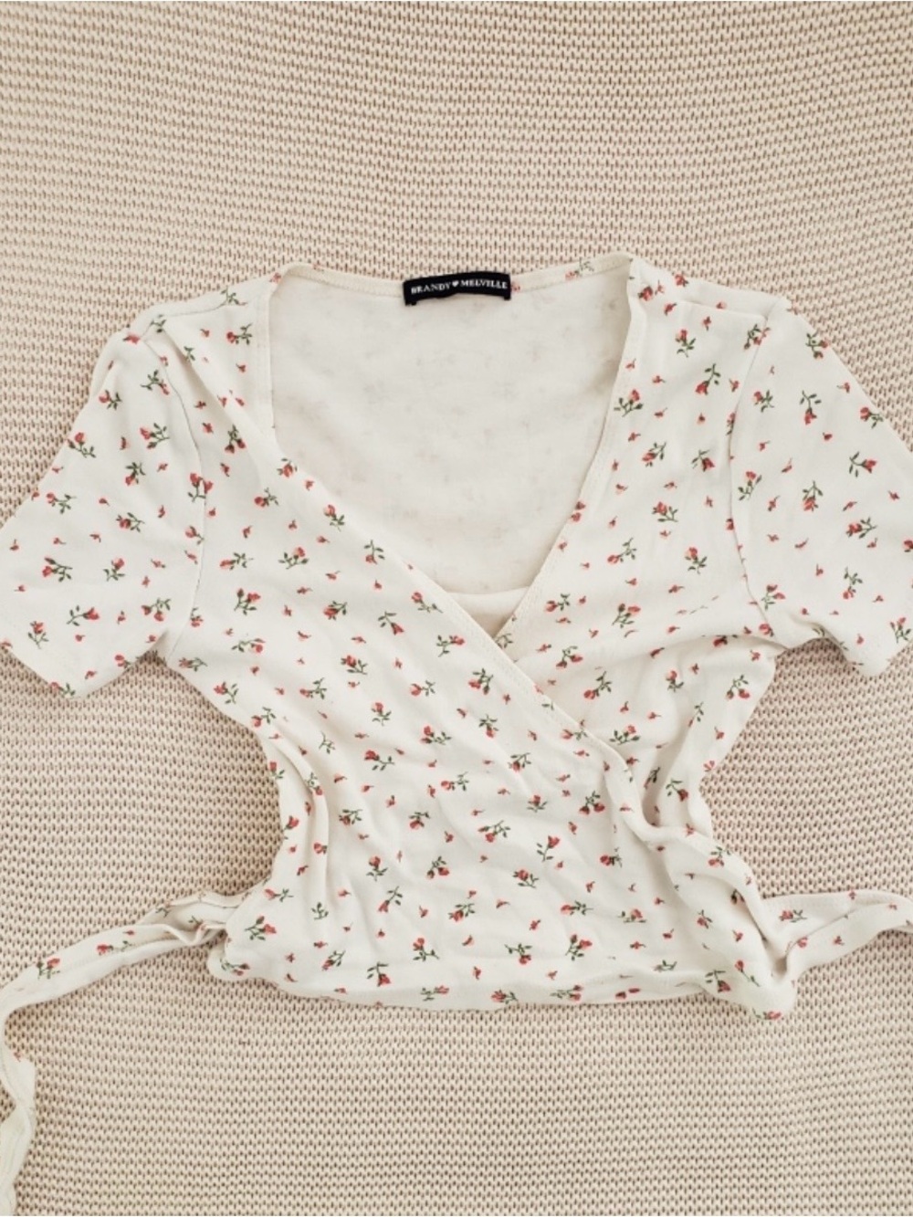 Brandy Melville floral wrap crop top